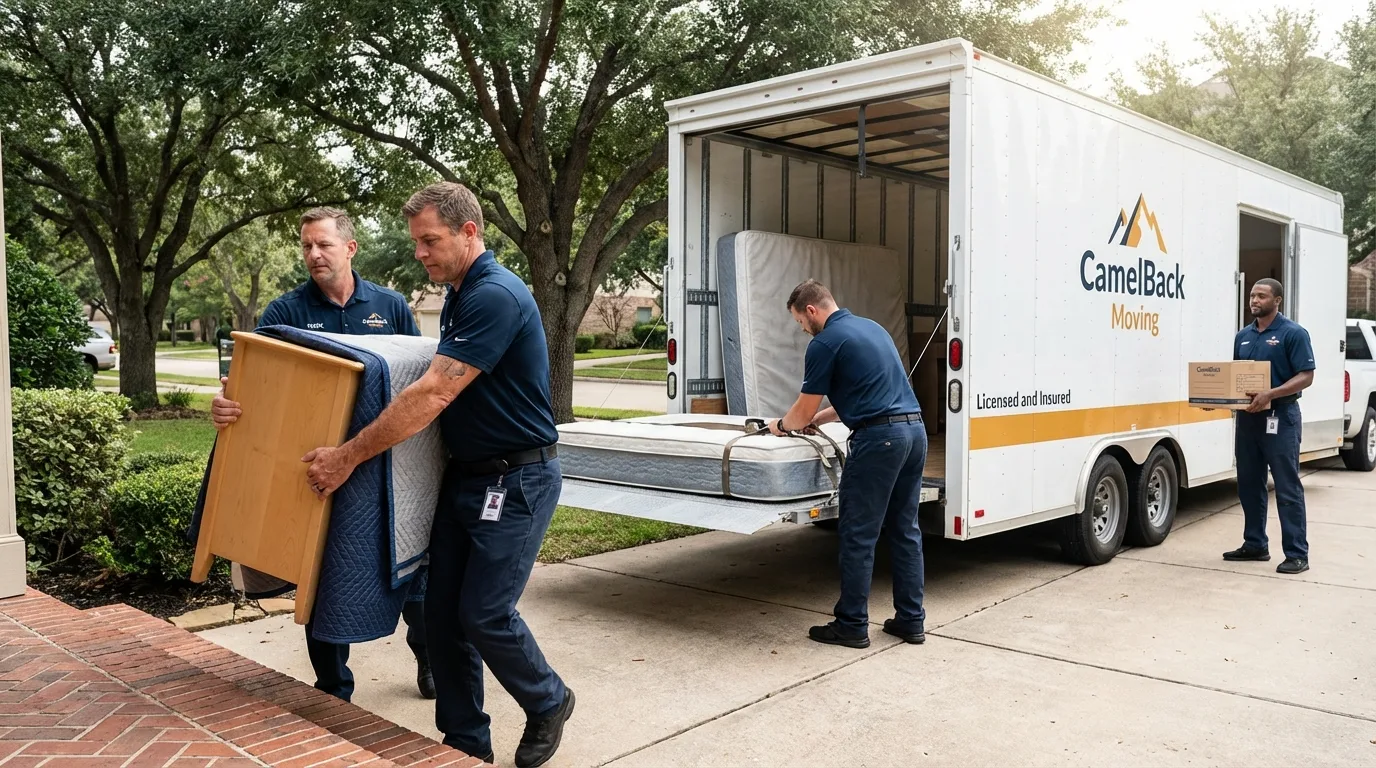Crew loading residential truck for cross-state move from Northampton, PA