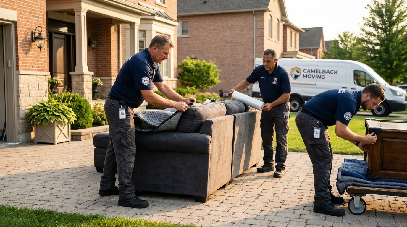 Large estate moving crew wrapping furniture in Northampton, PA