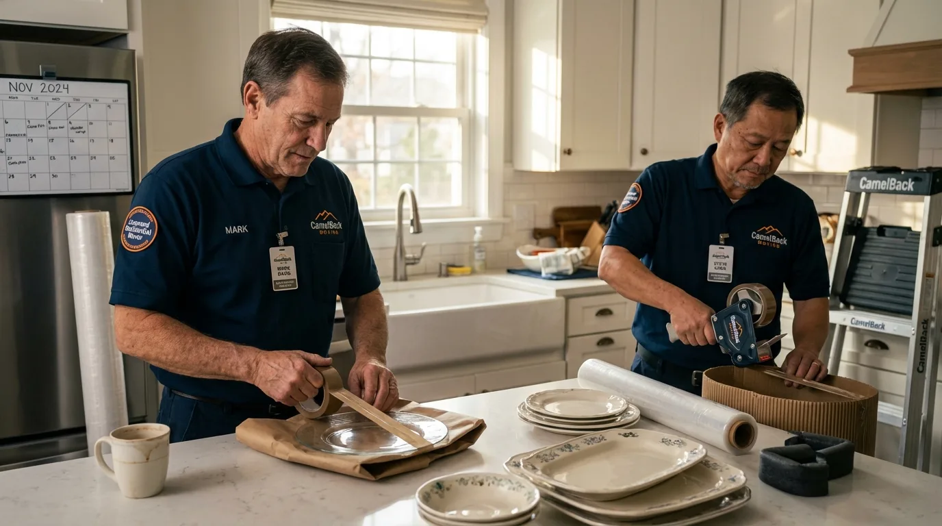 Professional crew packing kitchen dishware in Northampton, PA